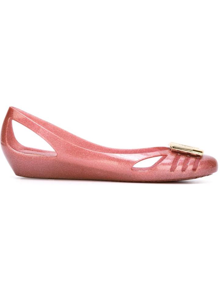 Salvatore Ferragamo Plaquet Detail Ballerinas, Women's, Size: 5, Pink/purple, Polyurethane/rubber