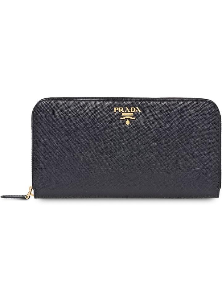 Prada Zipped Continental Wallet - Black