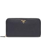 Prada Zipped Continental Wallet - Black