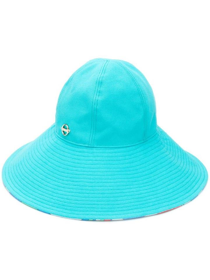 Emilio Pucci Turquoise Wide Brim Hat - Blue