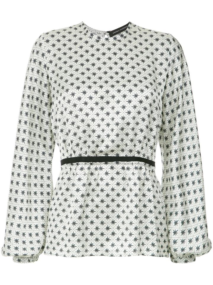 Andrea Marques Printed Bell Sleeves Blouse - Multicolour