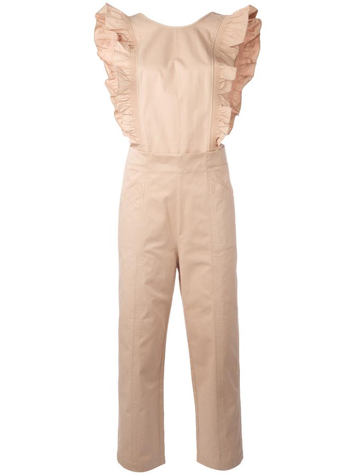 Ganni Cuban Jumpsuit, Women's, Size: 38, Nude/neutrals, Cotton