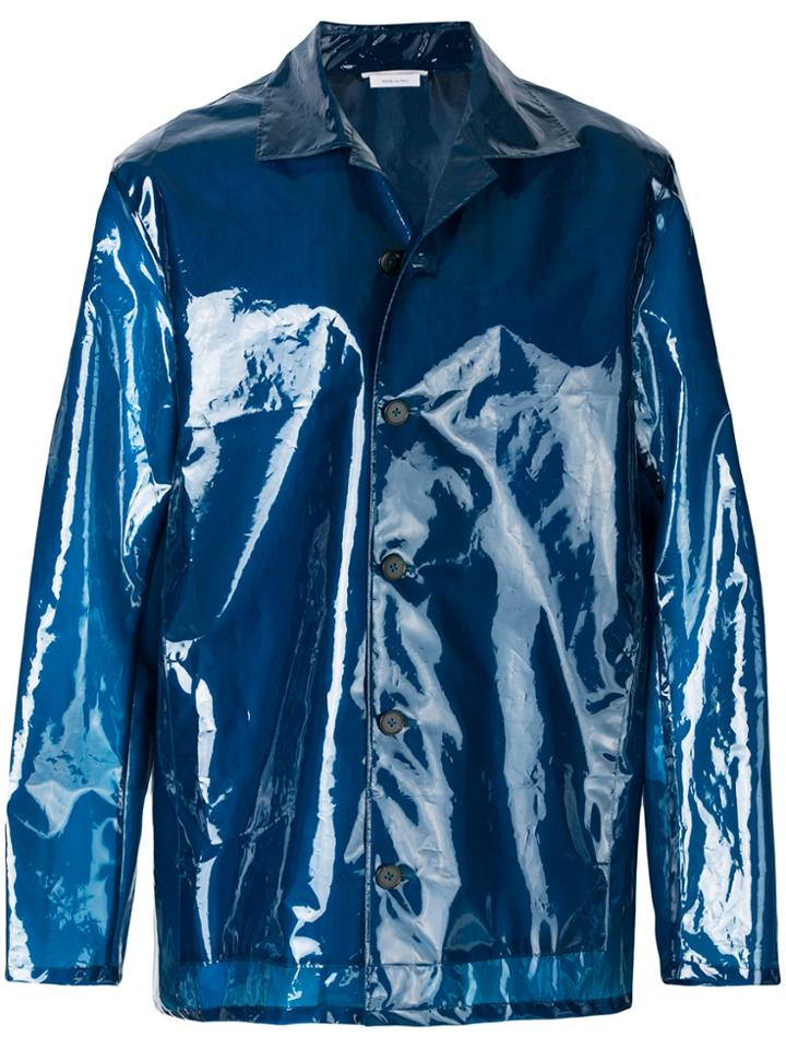 Jil Sander Shiny Button Up Blazer - Blue