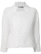 Issey Miyake Geometric Texture Jacket, Women's, Size: 2, White, Cotton/polyester/polyurethane/triacetate