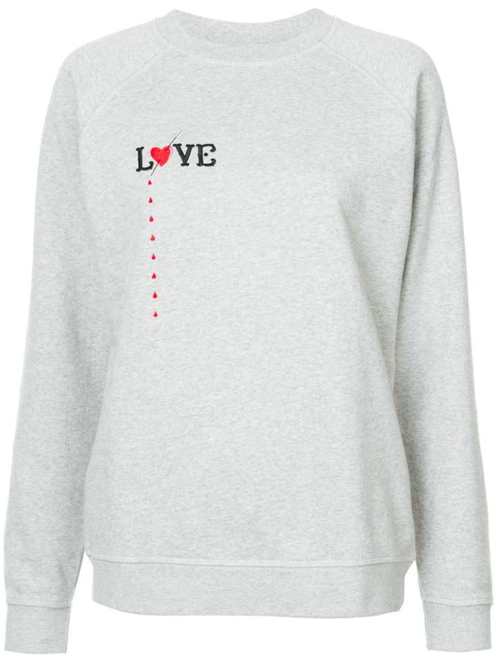Ganni Embroidered Love Sweatshirt - Grey
