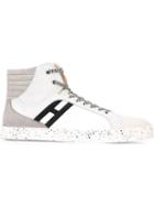 Hogan Rebel Panelled Hi-top Sneakers, Men's, Size: 8, White, Leather/nylon/suede/rubber