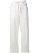 Tory Burch Drawstring Embroidered Trousers - White