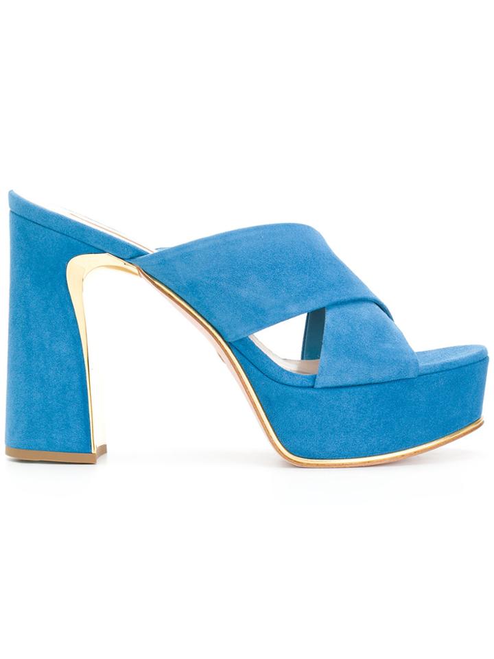 Sebastian Cross Strap Platform Sandals - Blue