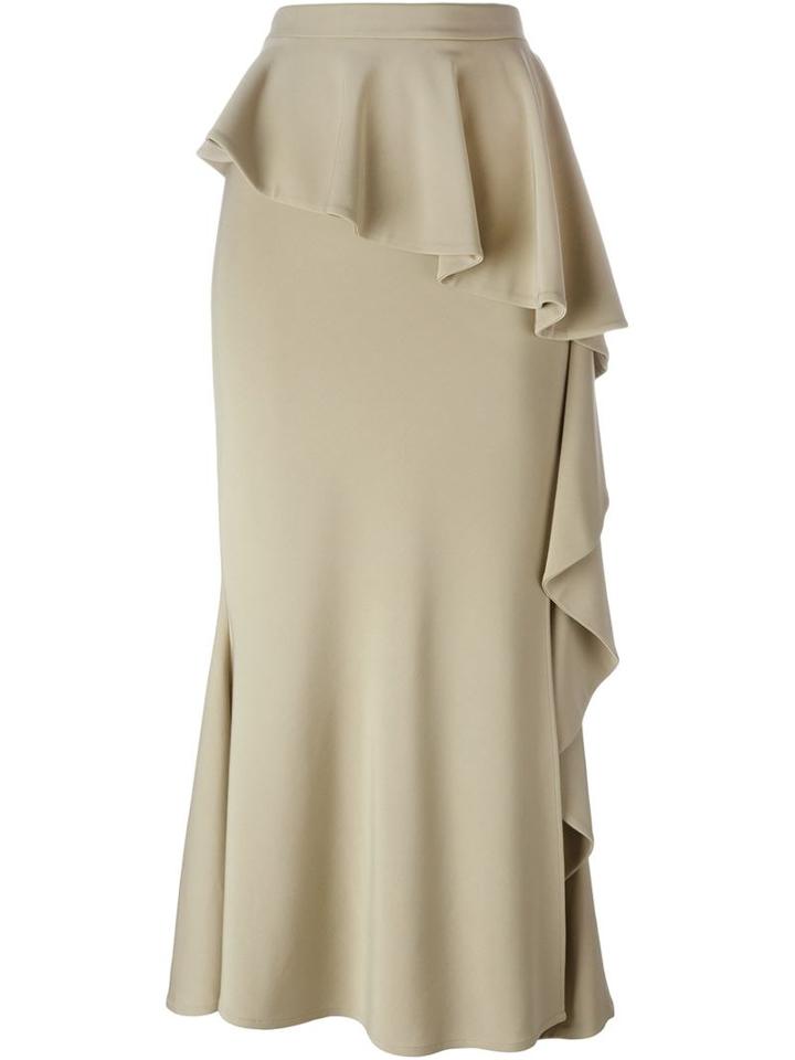 Givenchy Long Ruffled Skirt, Women's, Size: 36, Nude/neutrals, Viscose/spandex/elastane/acetate/silk