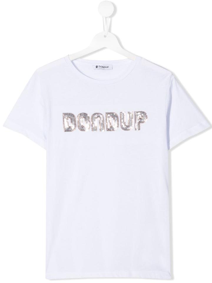 Dondup Kids Teen Sequinned Logo T-shirt - White