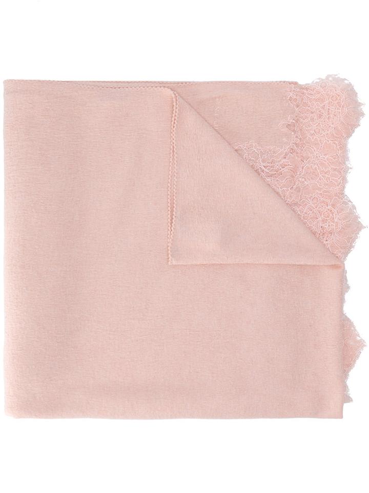 Ermanno Scervino - Lace Edges Scarf - Women - Silk/polyamide/cashmere - One Size, Pink/purple, Silk/polyamide/cashmere