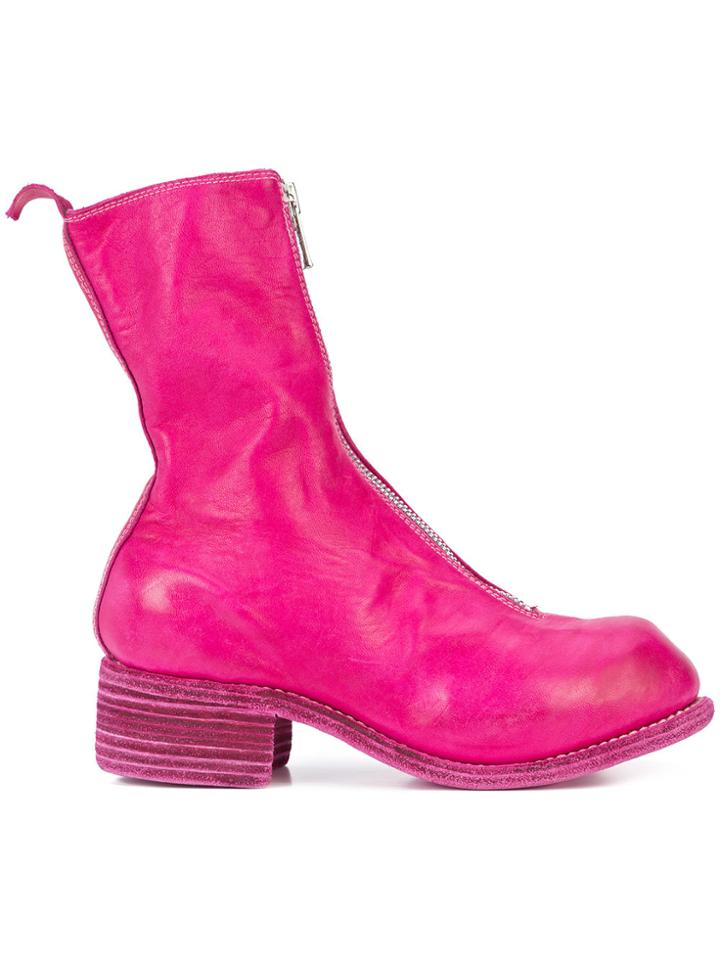 Guidi Zip Up Low Calf Boots - Pink & Purple