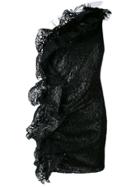 Msgm Lace One Shoulder Dress - Black