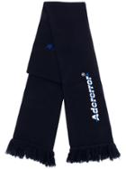 Ader Error Logo Print Fringed Scarf - Blue