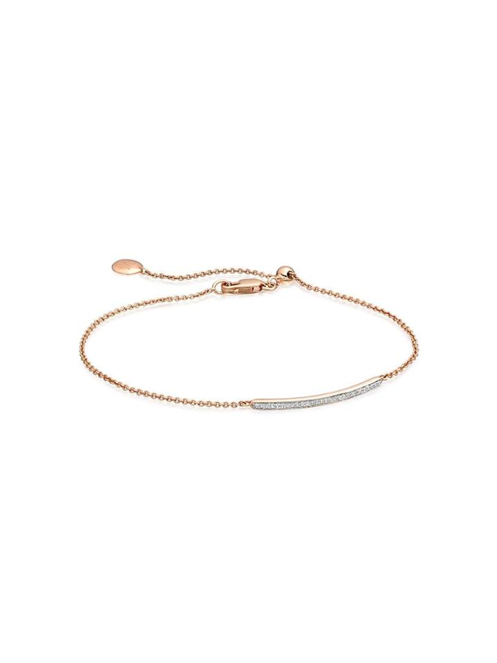 Monica Vinader Rp Skinny Short Bar Diamond Bracelet - Gold