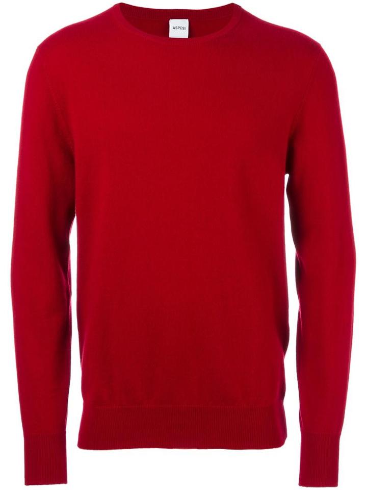 Aspesi Crew Neck Jumper, Men's, Size: 52, Red, Cashmere
