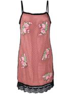 House Of Holland - Embroidered Mesh Dress - Women - Cotton/polyester - 12, Pink/purple, Cotton/polyester