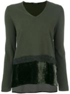 Luisa Cerano - Faux Fur Trim Detail Knit Top - Women - Polyester/viscose - 40, Green, Polyester/viscose