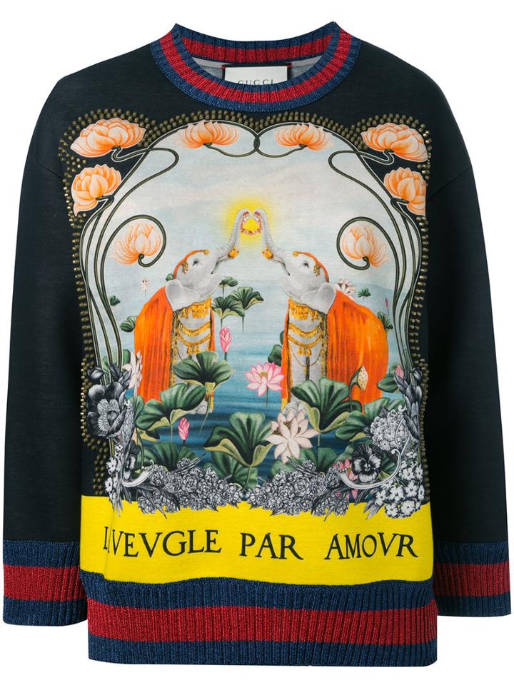 Gucci L'aveugle Par Amour Sweatshirt, Women's, Size: Xs, Black, Cotton/viscose/polyamide/metallic Fibre