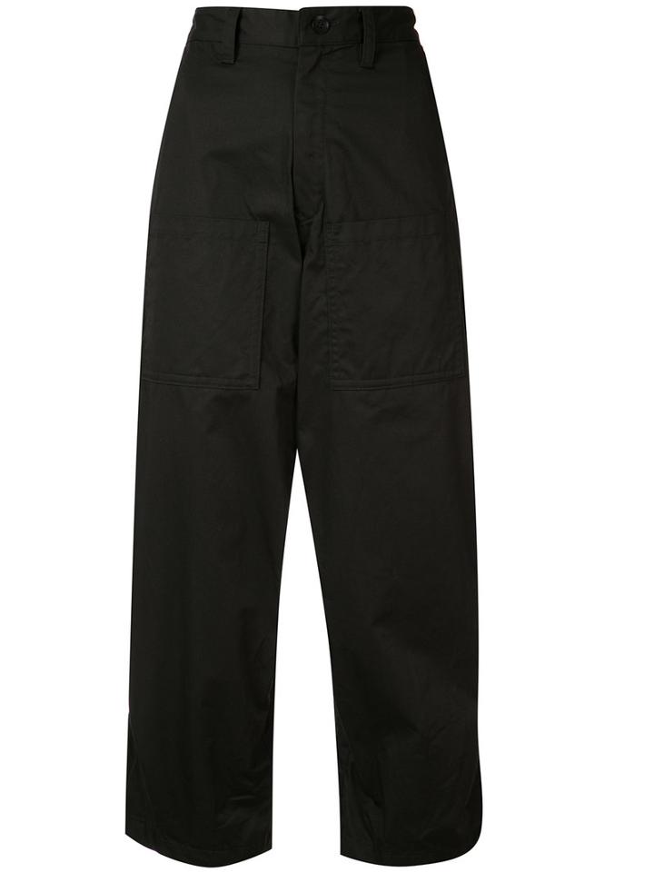 Y's Cropped Wide Trousers, Women's, Size: 1, Black, Cotton