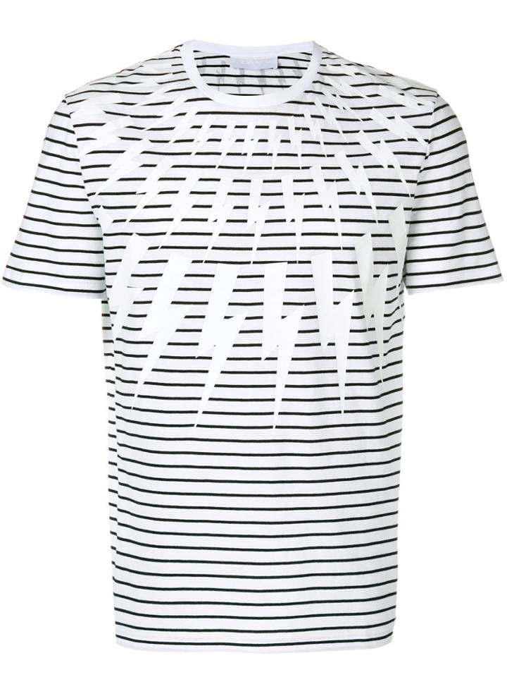 Neil Barrett Striped Lightening Bolt T-shirt - White