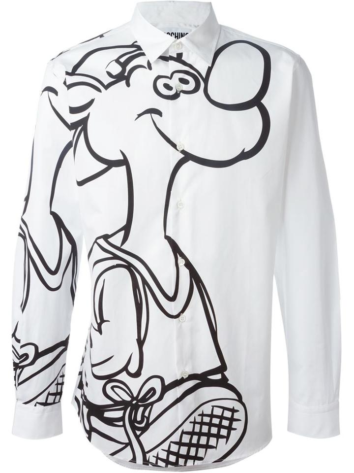 Moschino Printed Shirt, Men's, Size: 39, White, Cotton