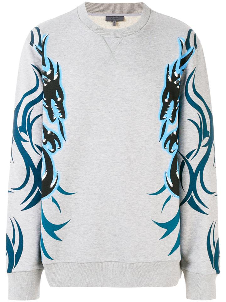 Lanvin Dragon Tribal Printed Sweatshirt - Grey