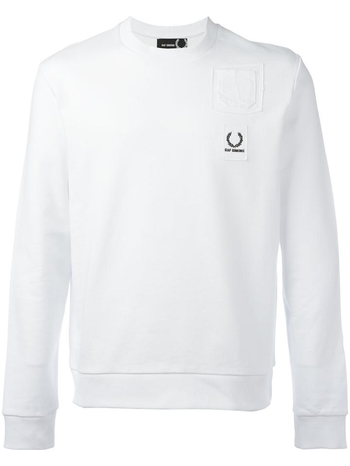 Raf Simons X Fred Perry Denim Pocket Sweatshirt, Men's, Size: 38, White, Cotton