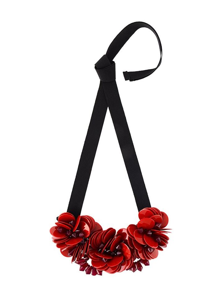 P.a.r.o.s.h. Floral Ribbon Necklace, Women's, Red