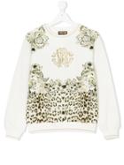 Roberto Cavalli Junior Floral Leopard Print Sweatshirt - White
