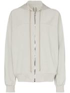 Rick Owens Zipped Grey Drawstrings Hoodie