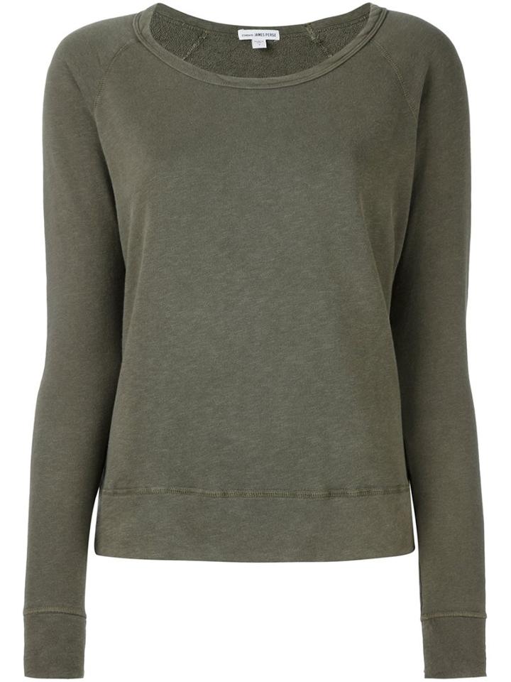 James Perse Round Neck Jumper, Women's, Size: 0, Green, Supima Cotton