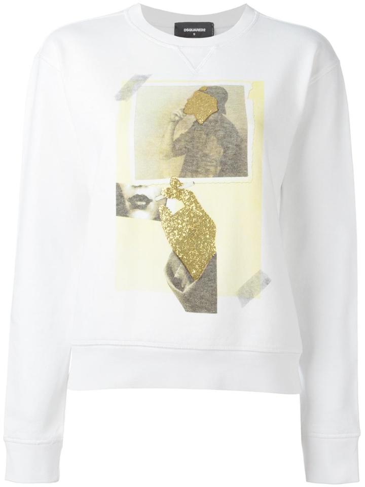 Dsquared2 Vintage Glitter Collage Sweatshirt - White