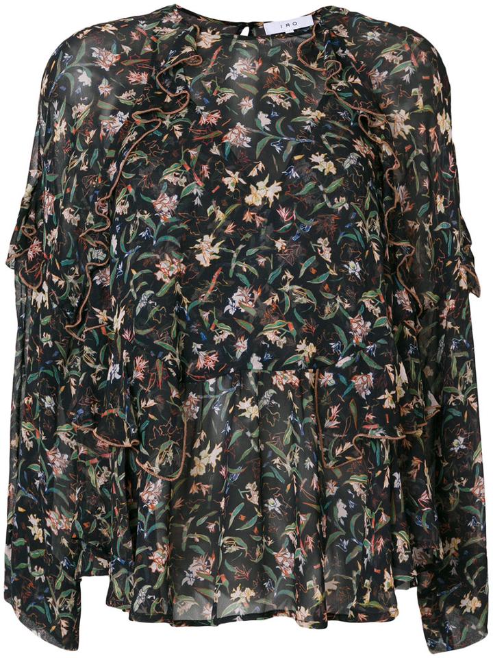 Iro - Bow Floral-print Top - Women - Viscose - 36, Black, Viscose