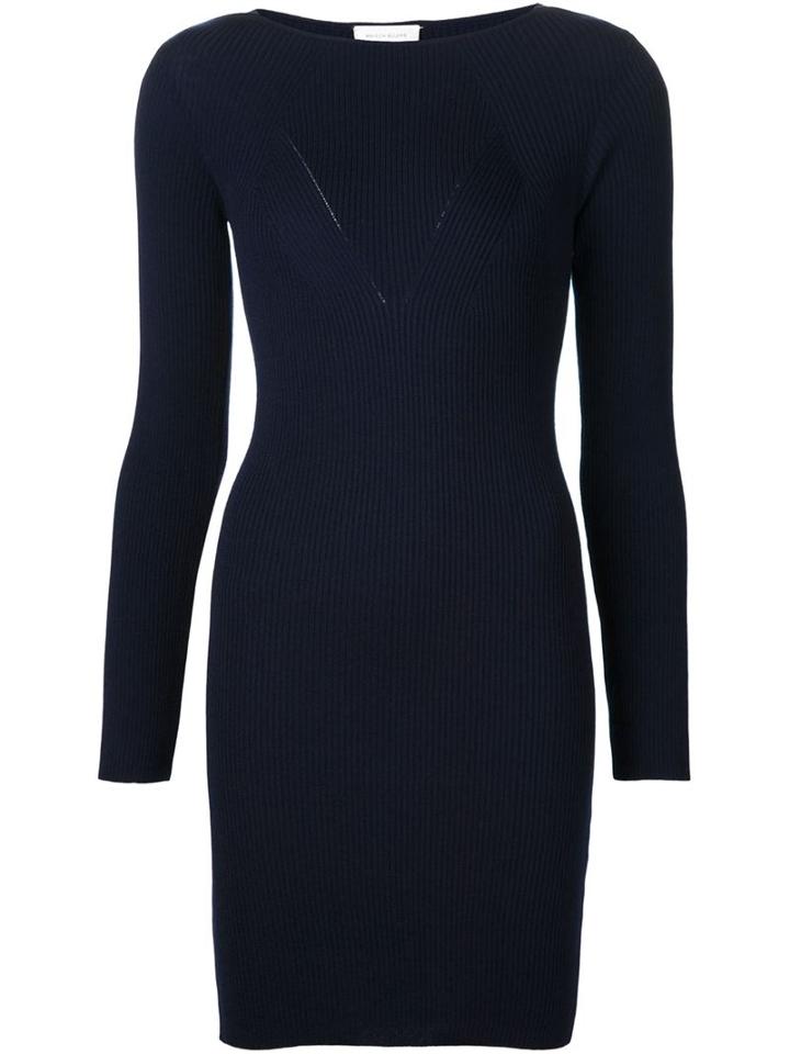 Maison Ullens Ribbed Fitted Dress, Women's, Size: Medium, Blue, Silk/cashmere/virgin Wool