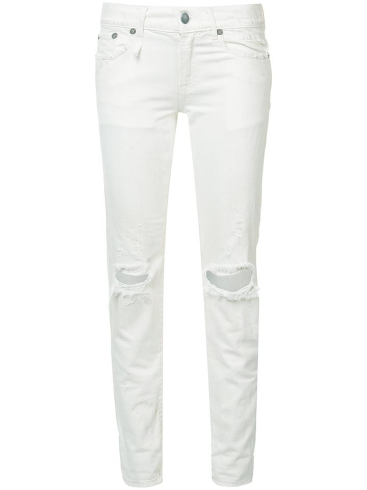 R13 Distressed Denim Jeans, Women's, Size: 28, White, Cotton