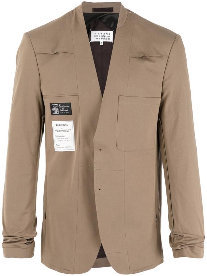 Maison Margiela Collarless Patch Blazer - Brown