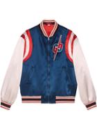 Gucci Acetate Bomber Jacket With Gg Blade - Blue