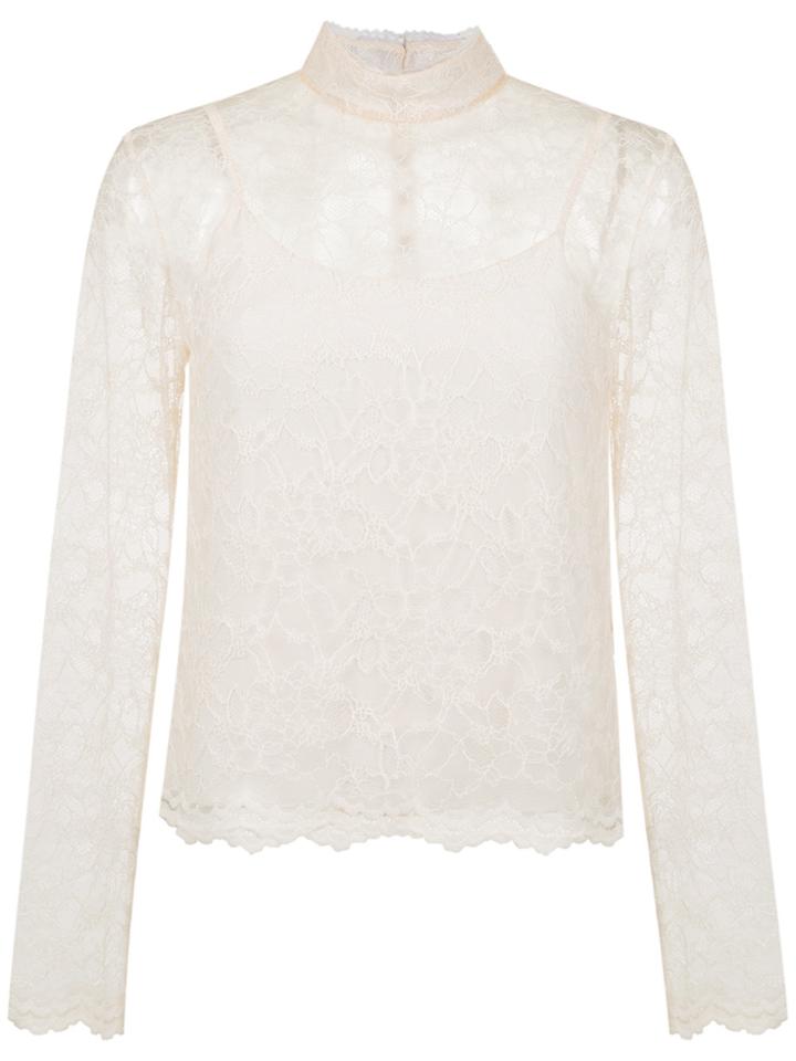 Nk Turtle Neck Lace Blouse - White