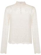 Nk Turtle Neck Lace Blouse - White