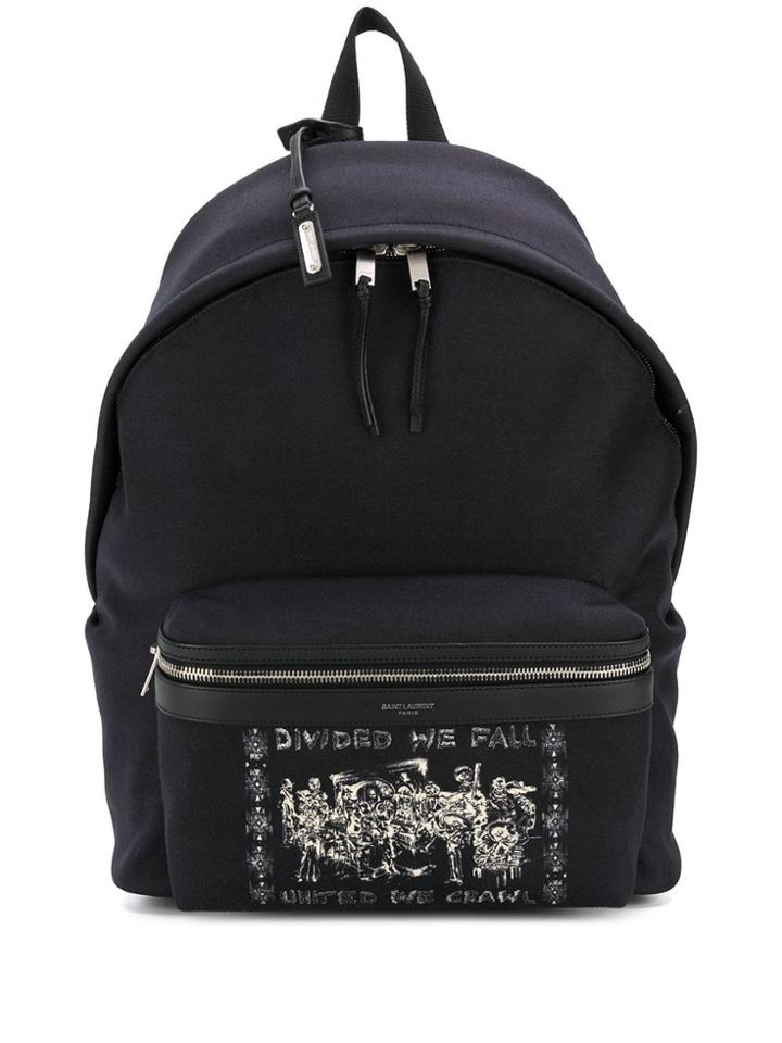 Saint Laurent Divided We Fall Print Backpack - Black