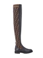 Fendi Double F Thigh-high Boots - Black