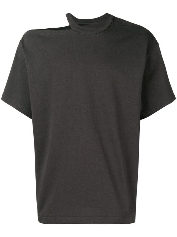 Zilver T-shirt With Shoulder Slash - Grey
