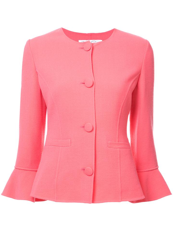 Oscar De La Renta Round Neck Jacket - Pink & Purple