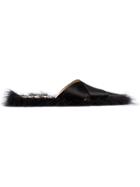 Simone Rocha Feather-trimmed Satin Backless Loafers - Black