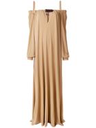 Alberta Ferretti Off-shoulder Flared Dress - Brown