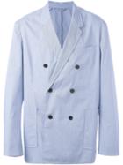 3.1 Phillip Lim Striped Double Breasted Blazer, Men's, Size: 42, Blue, Cotton/polyester/viscose