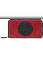 Fendi Logo Patch Jacquard Zip Around Wallet - Red