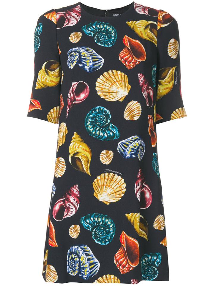 Dolce & Gabbana Shell Print Shift Dress - Black