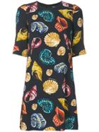 Dolce & Gabbana Shell Print Shift Dress - Black